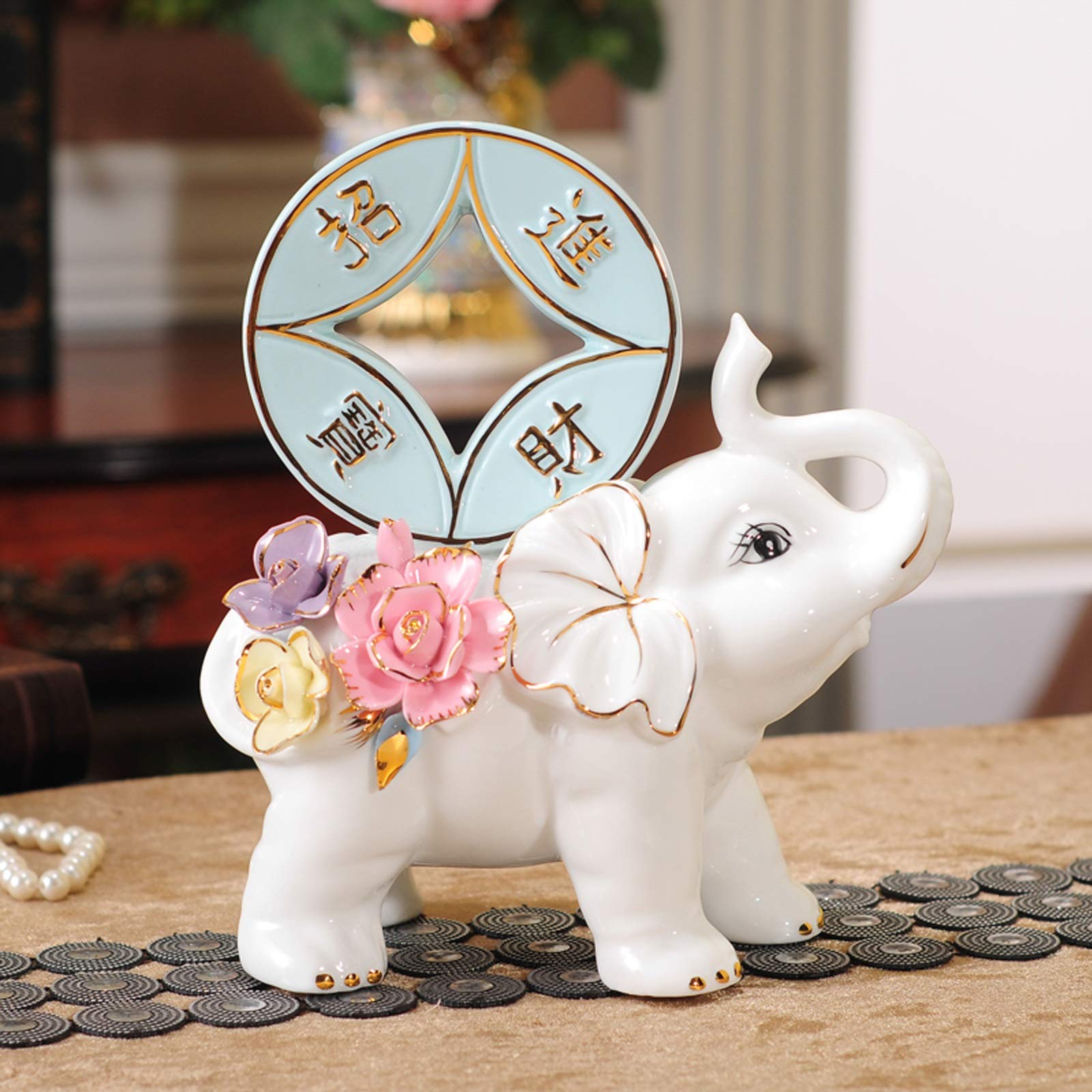 SUNESA Kunstwerk Skulpturen Elefant Feng Shui Statue Reichtum Glückliche Figur Wohnkultur Geschenk Sammlerliche Desktop Dekoration Elefant Statue Schmuck Haushaltshandwerk Geschenk Statuen