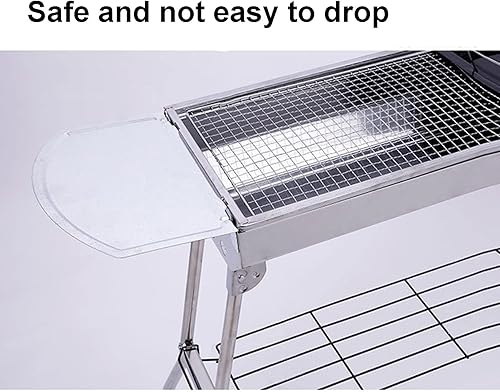 Miniatura 6 de Churrasqueira Dobrável Portátil de Ao Inoxidável, Grelha Externa Grande Churrasqueira para Acampamento Churrasqueira a Carvo, Fácil de Montar, Boa
