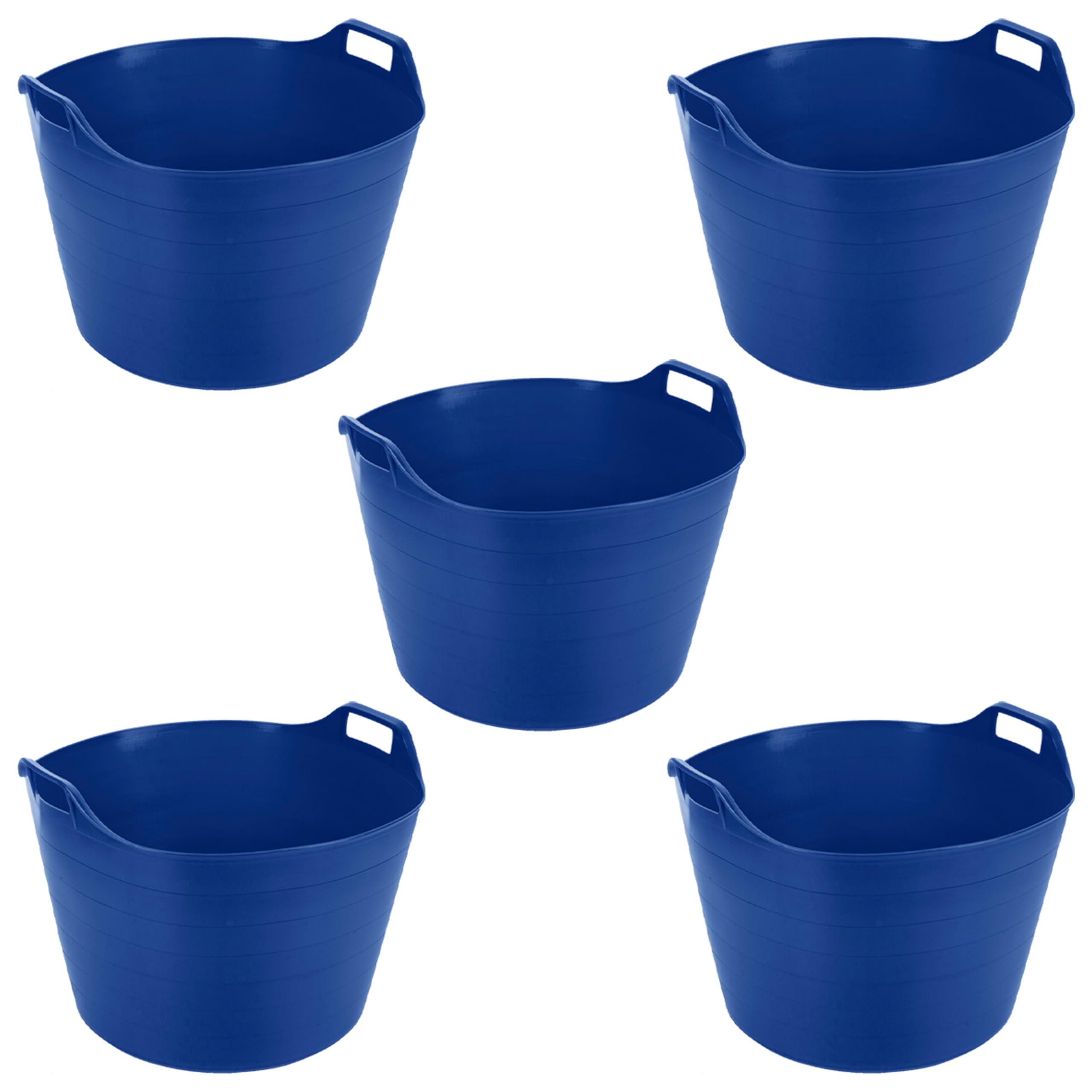 Jms We Create Smile Blue - (Set Of 5) - 75 Litre Flexi Tub With Handle For Home Garden Colour Storage Animal Feed Polyethylene Flexi Tub - Made In U.k- (Blue) (, 75 L)
