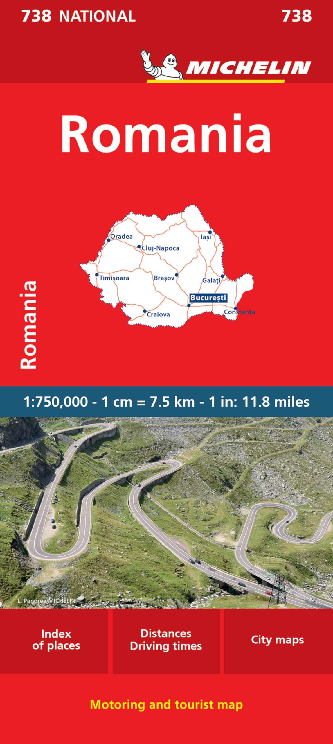 Romania - Michelin National Map 738: Straßen- und Tourismuskarte 1:750.000