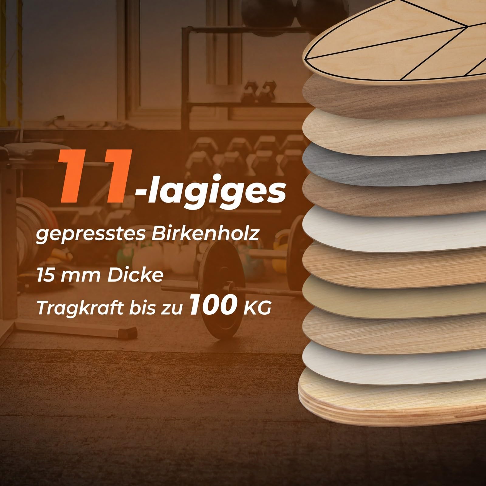 COSTWAY Balance Board mit Korkrolle, 77 cm Wackelbrett in Blattform, Gleichgewichtstrainer aus FSC-zerfizierter Birkenholz, Surfboard indoor 100 kg Belastbar, Balancierbrett für Kinder & Erwachsene