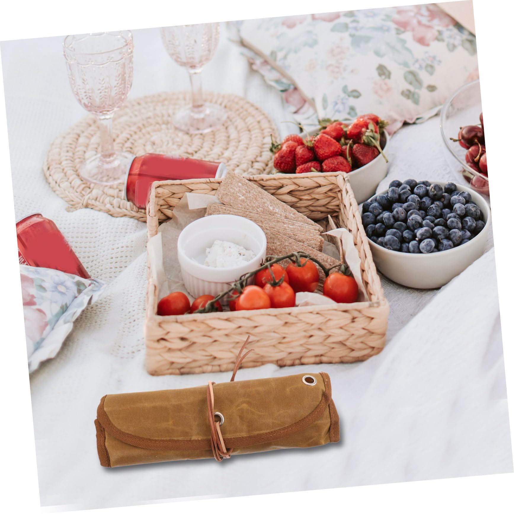 Hemobllo Pochette Pliable à Vaisselle Camping Ensemble De Couverts Portables En Toile, Fourchette Et Cuillère, Léger Et Compact, Pour Pique-niques Et Randonnée En Plein Air