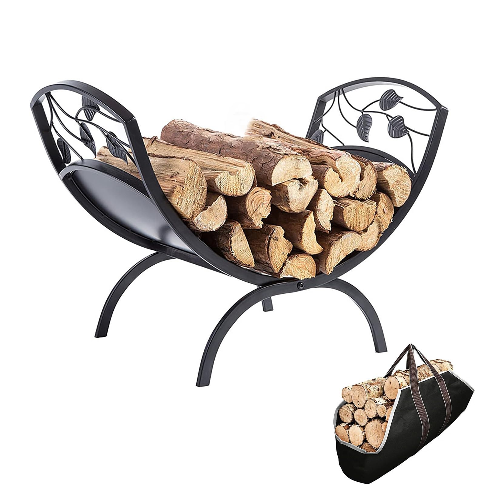 Brennholzregal für den Innenbereich mit Stapelhalter für die Holzlagerung, Kaminzubehör, kleine Brennholzträgerhalterungen aus Metall für den Außenbereich