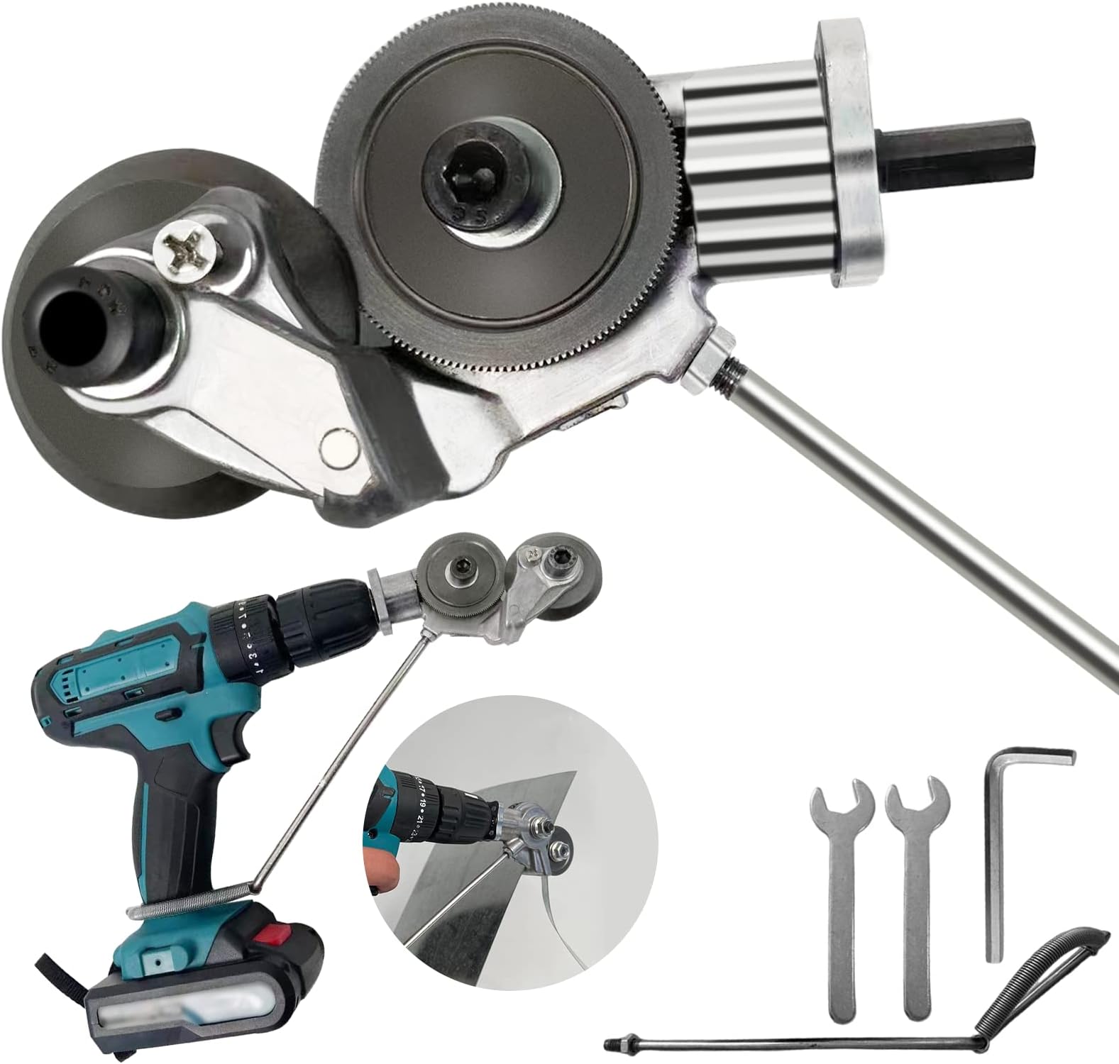 Nibbler Metal Cutter Drill Attachment, Electric Drill Shears Attachment Cutter Nibbler, DIY Sheet Metal Cutter Drill Attachment, Metal Cutter Sheet Drill Attachment for Cutting