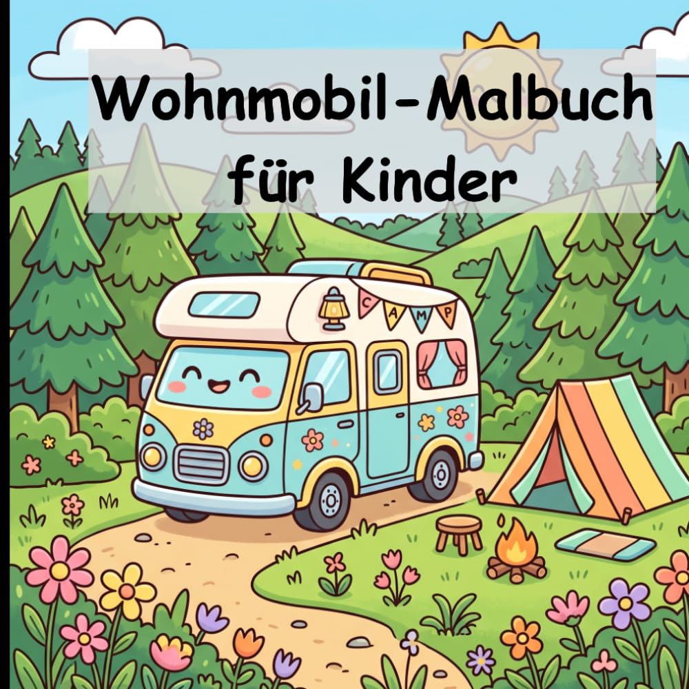 Wohnmobil-Malbuch für Kinder: Lustige Wohnmobil-Abenteuer für Kinder – Große und einfache Campingmotive zum Ausmalen, Entspannen und Kreativsein