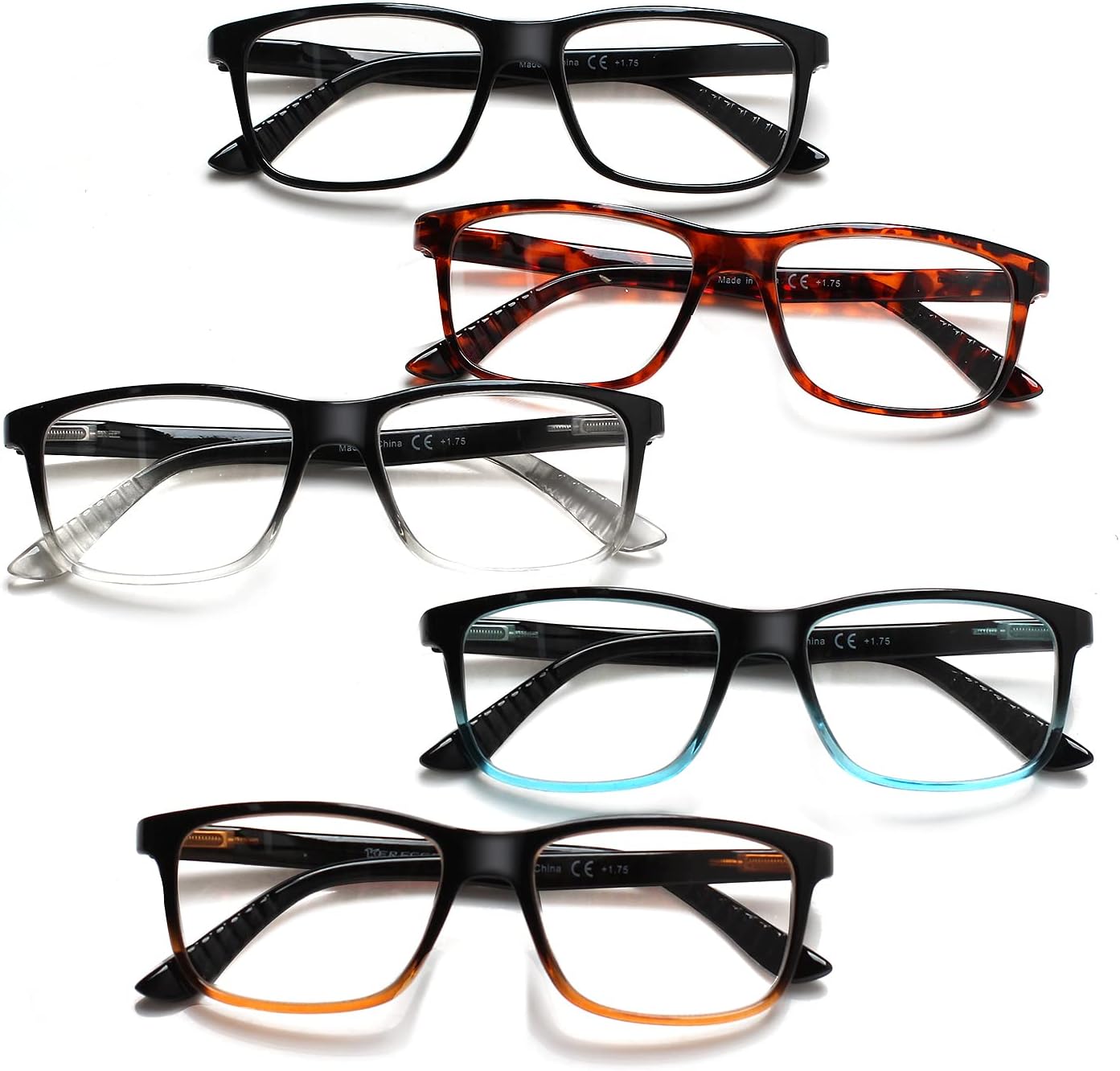 Kerecsen 5 Pack Reading Glasses for Men and Women Readers with Spring Hinges Fashion Eyeglasses - Image 7