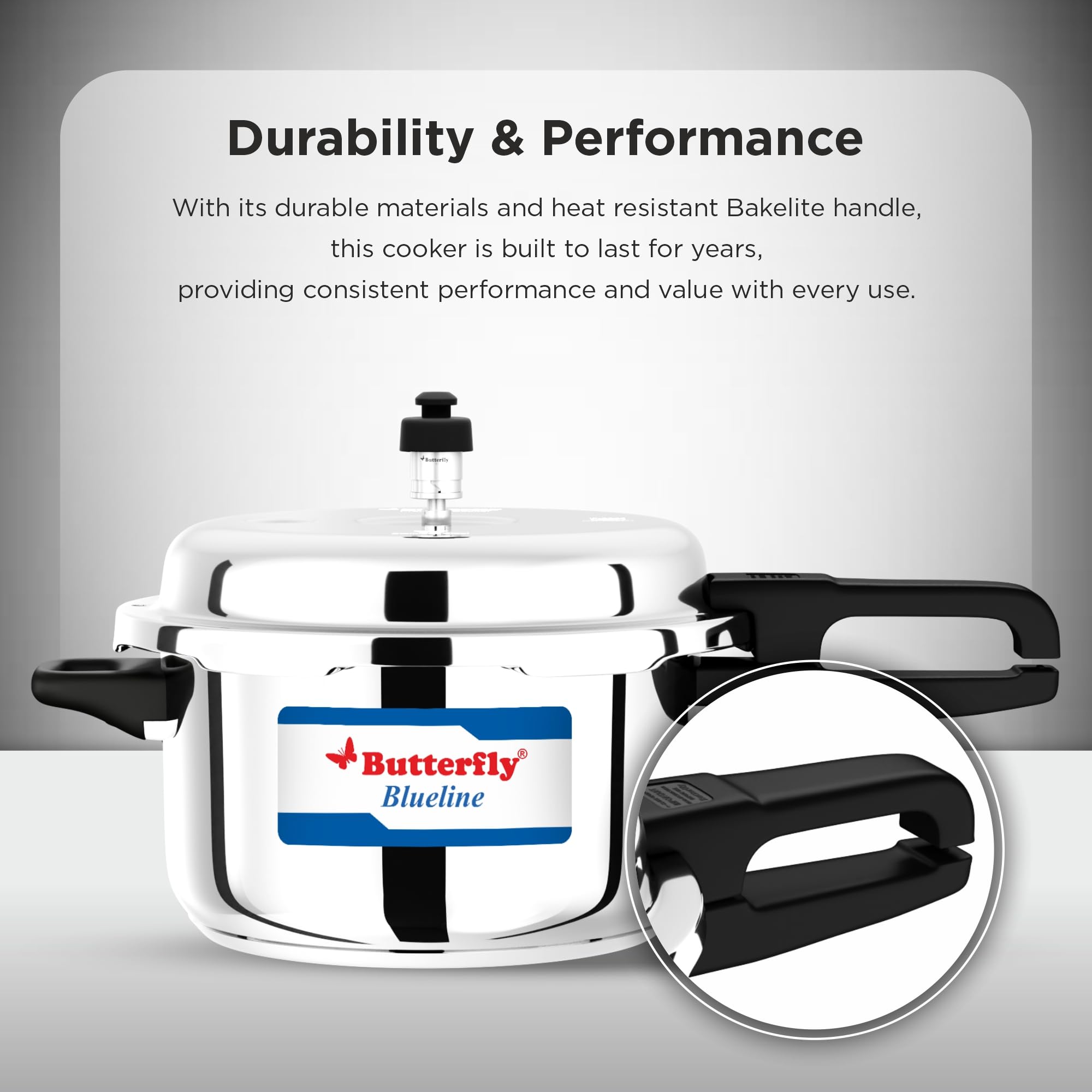 Butterfly Blue Line 3 Litre Pressure Cooker| Stainless Steel | Induction & Gas Stove Compatible| ISI Certified| Triple Safety System| 5 Years Warranty | Silver 4