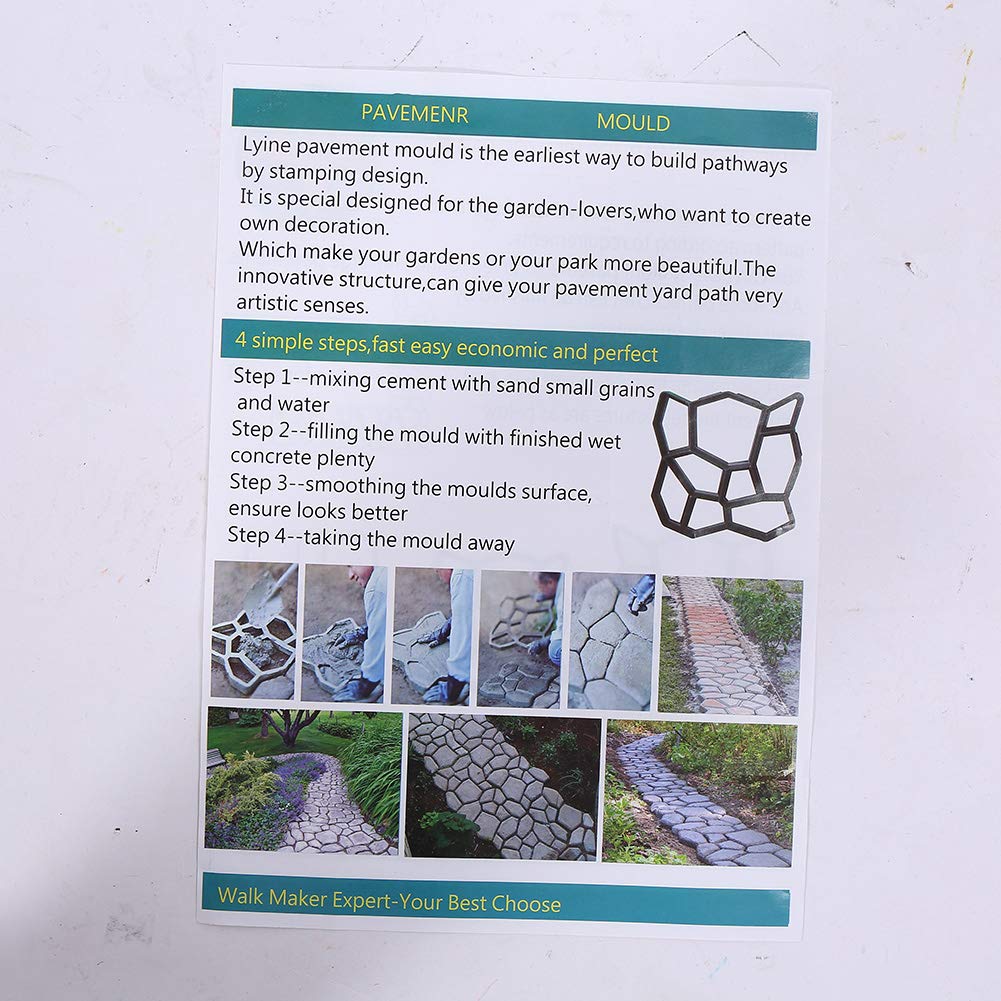 Acouto Molde de hormigón, molde de pavimentación de hormigón para jardín, bricolaje, molde de pavimentación de piedra, adoquines de hormigón, moldes de hormigón para pasarelas, mejoras al aire libre