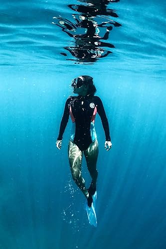 Miniatura 3 de AXESEA Traje de neopreno corto de una pieza para mujer, traje de buceo térmico de manga larga con cremallera frontal