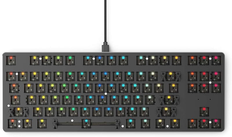 Glorious GMMK Modular Mechanical Gaming Keyboard - Barebone Edition (DIY Assembly Required) - RGB-LED Backlit, Hot Swap Switches (Customizable) (Tenkeyless, Black) (Renewed)