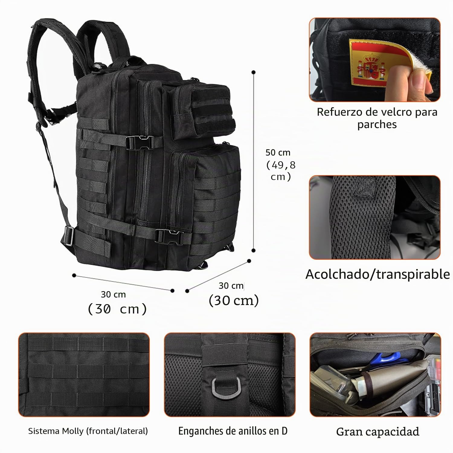 Oreunik Mochila Militar 45L Impermeable Táctica Mochila Molle Mochilas Gran Paquete de Asalto para Senderismo al aire libre, Camping, Pesca,Viaje etc.