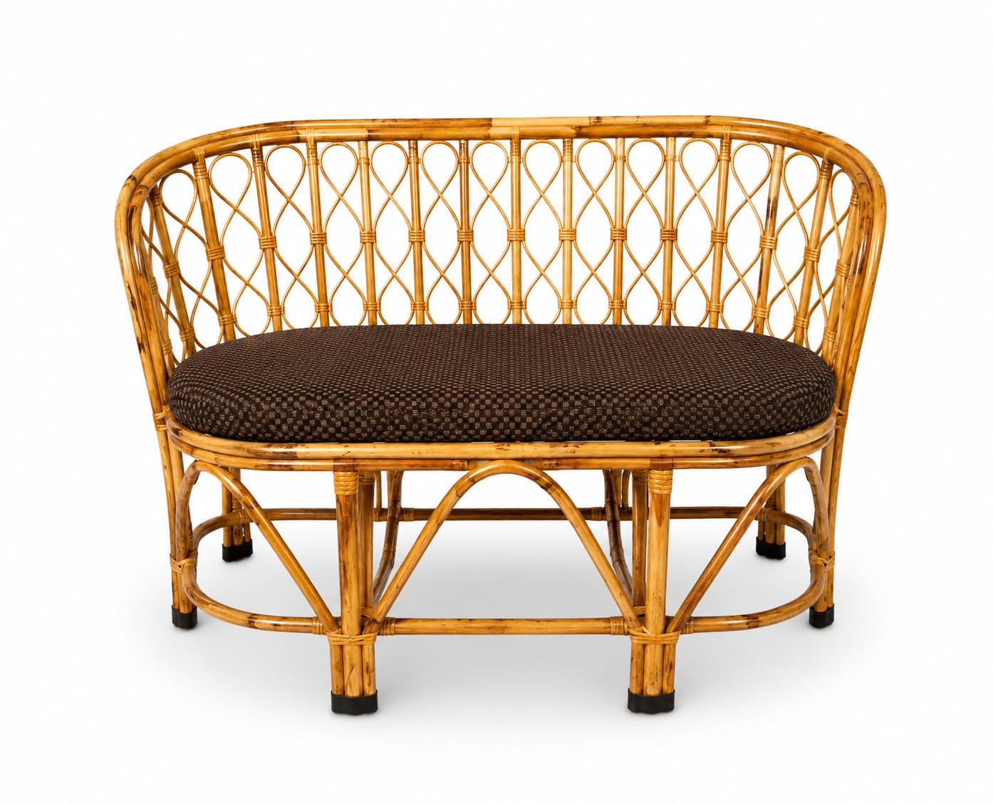 Bamboo Cane Two-Seater Sofa with Cushions, Indoor Outdoor Furniture for Living Room, Balcony-image-13