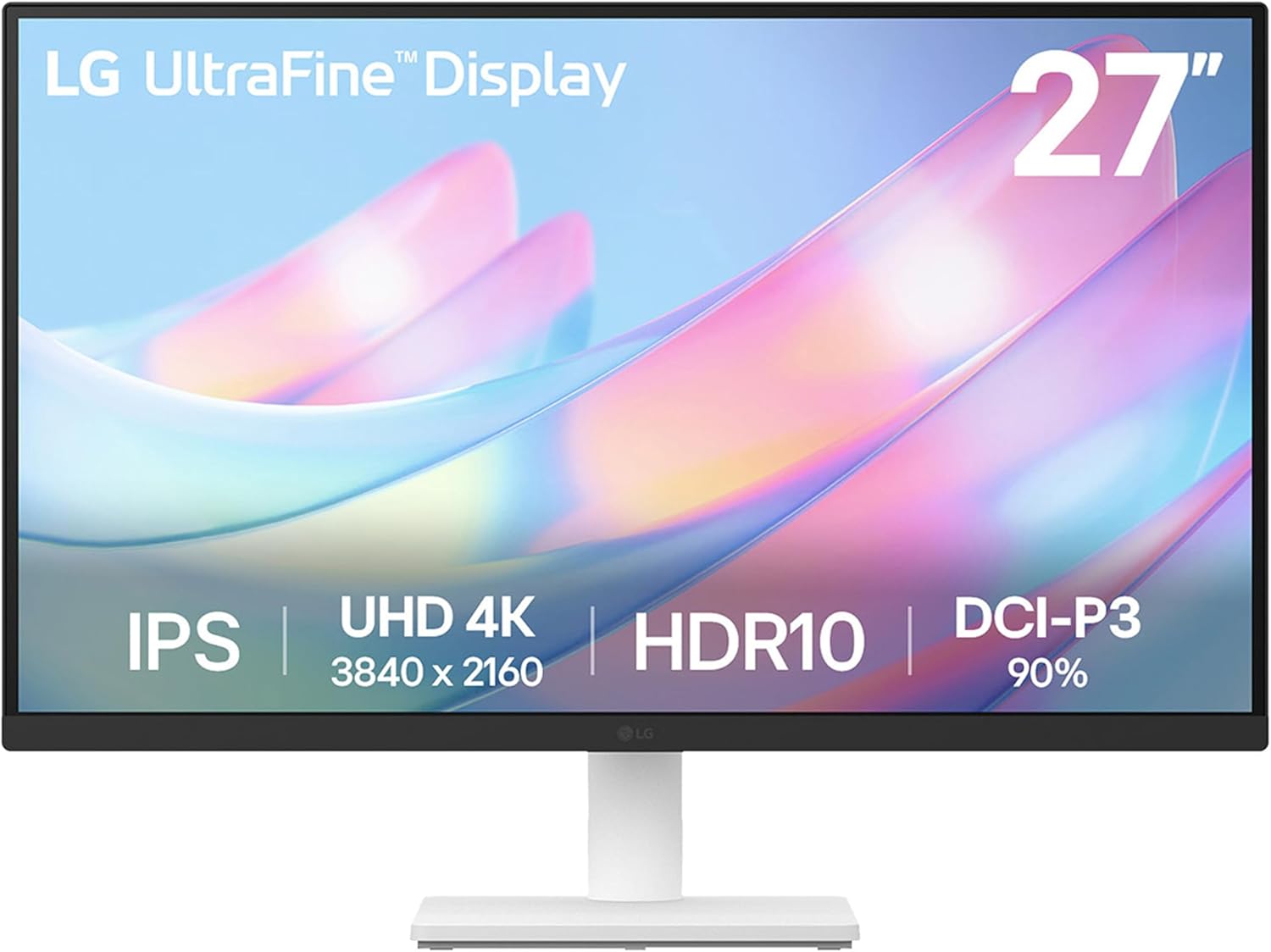 LG 27US500-W Ultrafine Monitor 27-Inch 4K UHD (3840x2160) HDR10 IPS Borderless Design Reader Mode Flicker Safe Switch App HDMI DisplayPort - White