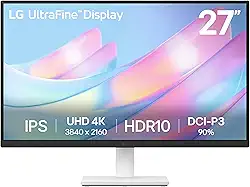 LG Monitor ultrafino 27US500-W 27 polegadas 4K UHD (3840 x 2160) HDR10 IPS Design sem bordas Modo leitor Flicker Safe Switch App HDMI DisplayPort - Branco