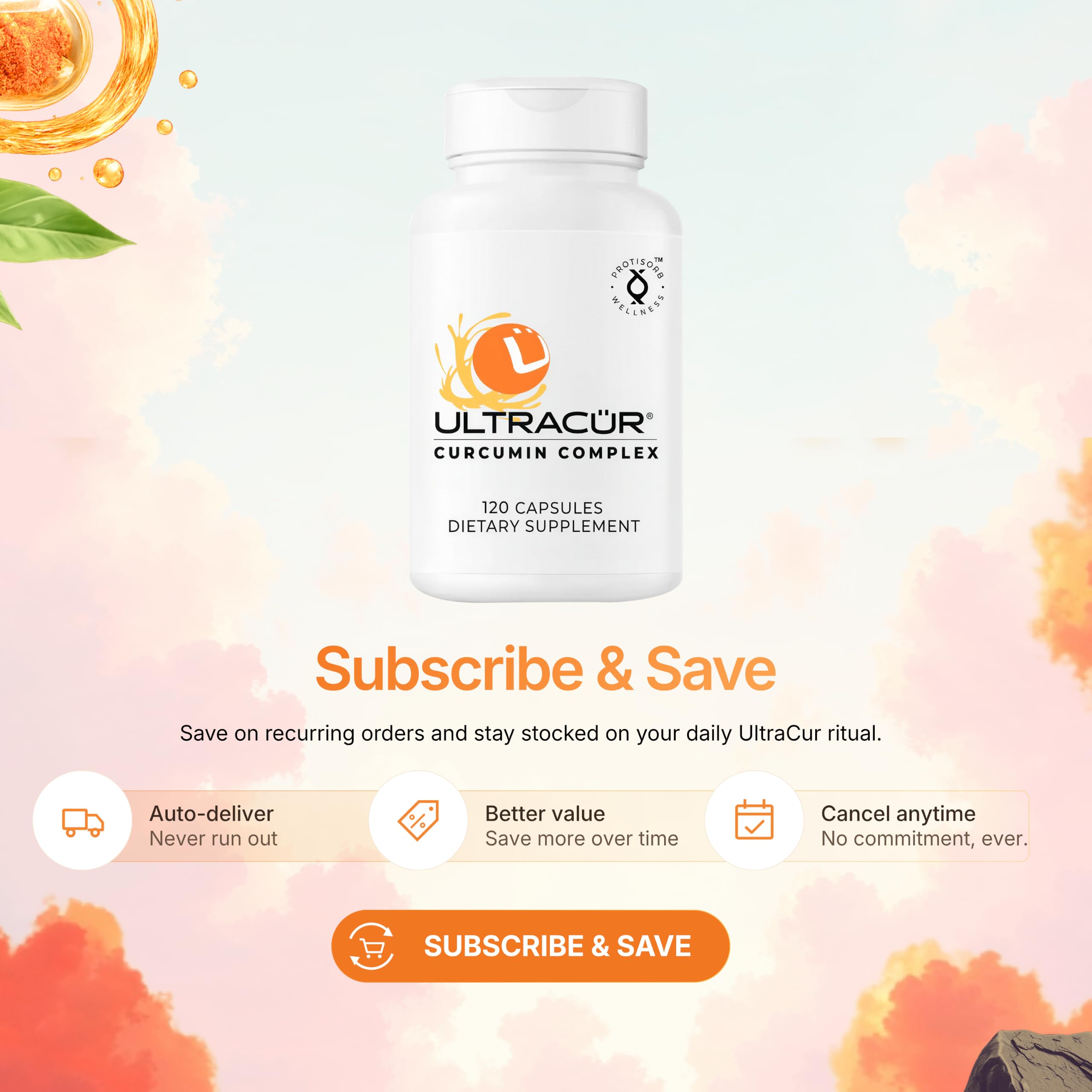 UltraCur Curcumin Complex Supplement - Ultra Bioavailable High Absorption Turmeric Curcumin Supplement for Joint, Muscle & Brain Support - Patented Protisorb for Premium Absorption – 120 Capsules — Amazon image 2