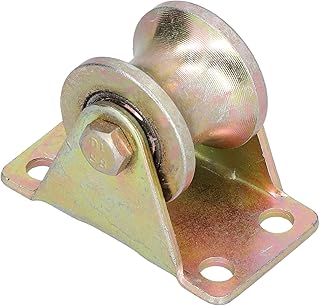 1.3" Groove Wheel, 0.7" Groove 330.7 lbs Pulley, Heavy Duty Rigid Caster with Bracket for Inverted Track, Rolling Gate, Sliding Gate, Wire Rope Rail