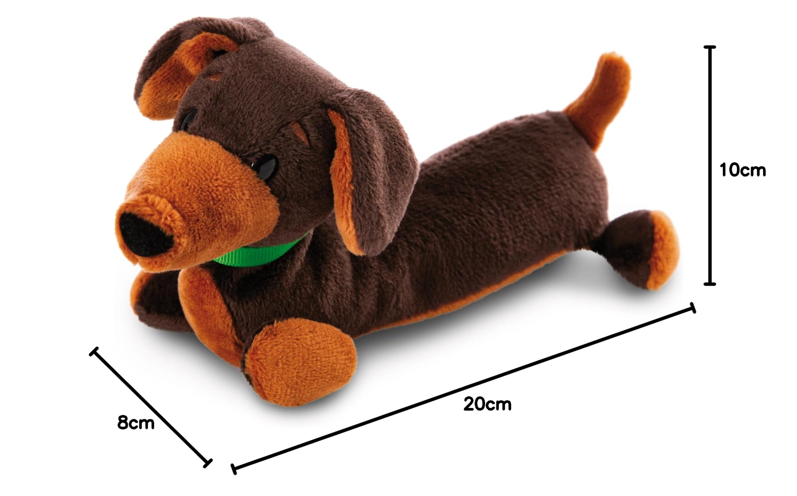 NICI-Peluche Perro Salchicha 20cm acostado marrón-Sostenible, Hecho de Suave Tejido Peludo, Ideal para Jugar y abrazar, Tanto para niños como para Adultos Una excelente Idea de Regalo, Color (49821)
