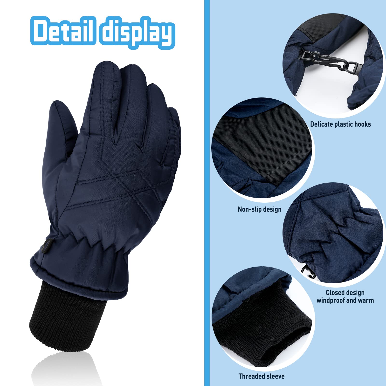 SATINIOR 2 Paires Gants de Ski d'enfants Gants de Sports Coupe-Vent Gants de Snowboard Thermiques