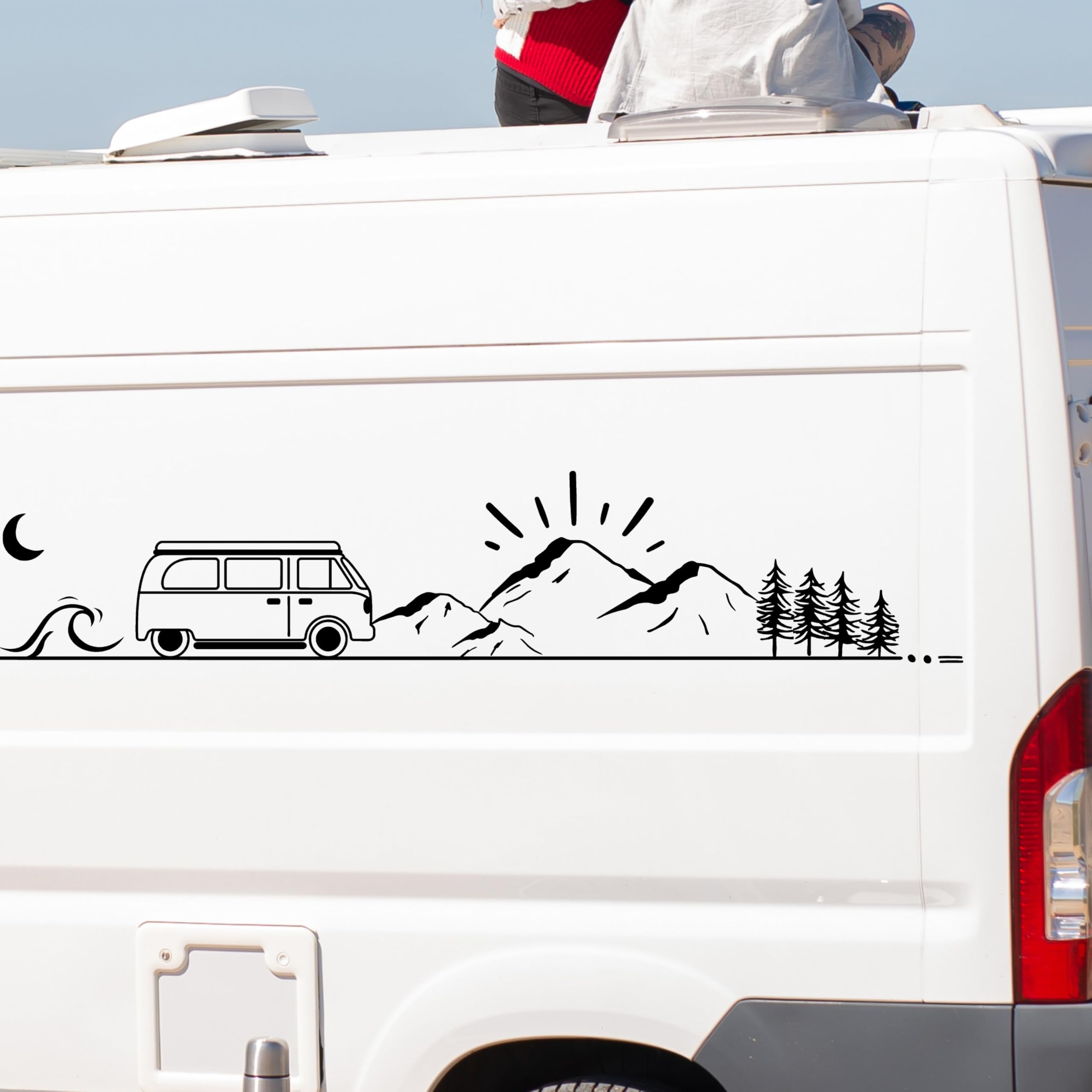 Docliick Wohnmobil Aufkleber - Wiederverwendbar & Einfach Anzubringen | Originelle Fahrzeug-Deko