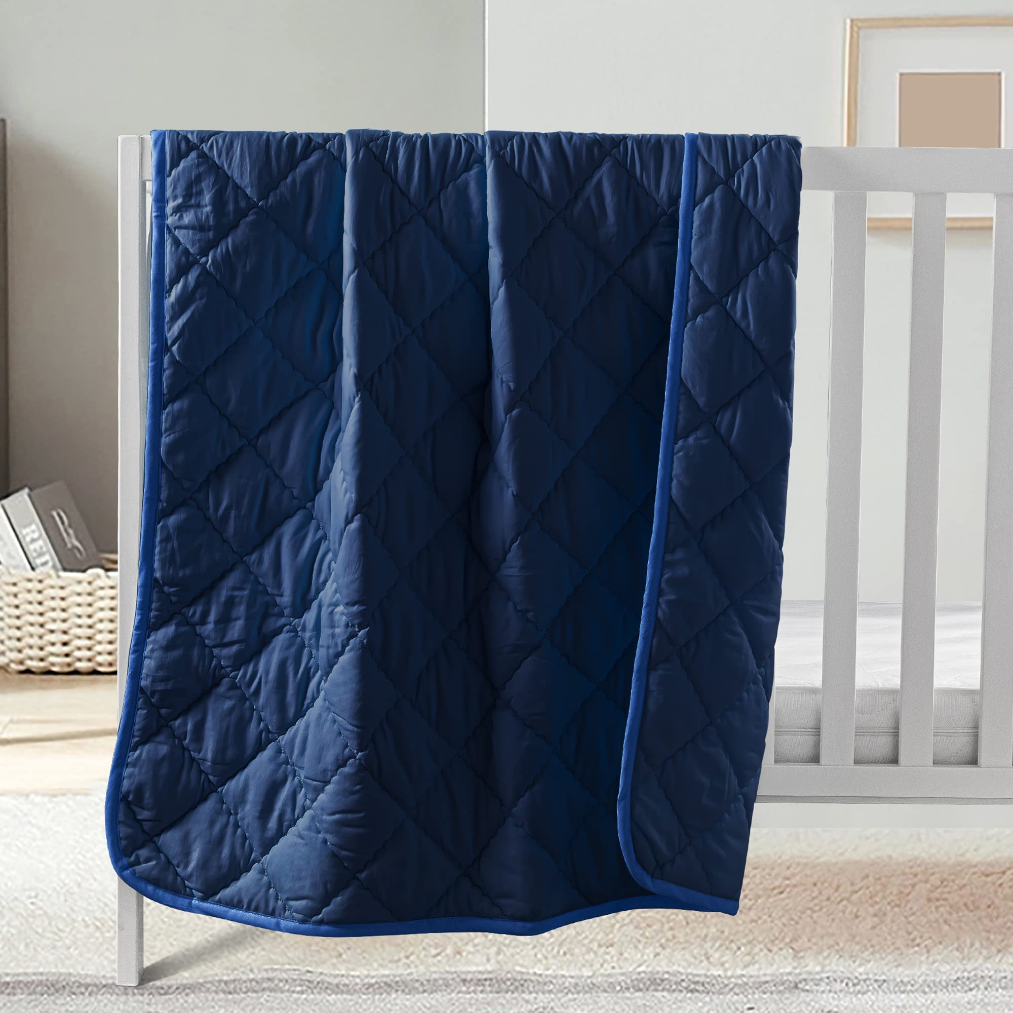 FLXXIE 43x60 Inches Down Alternative Toddler Comforter, Navy Blue