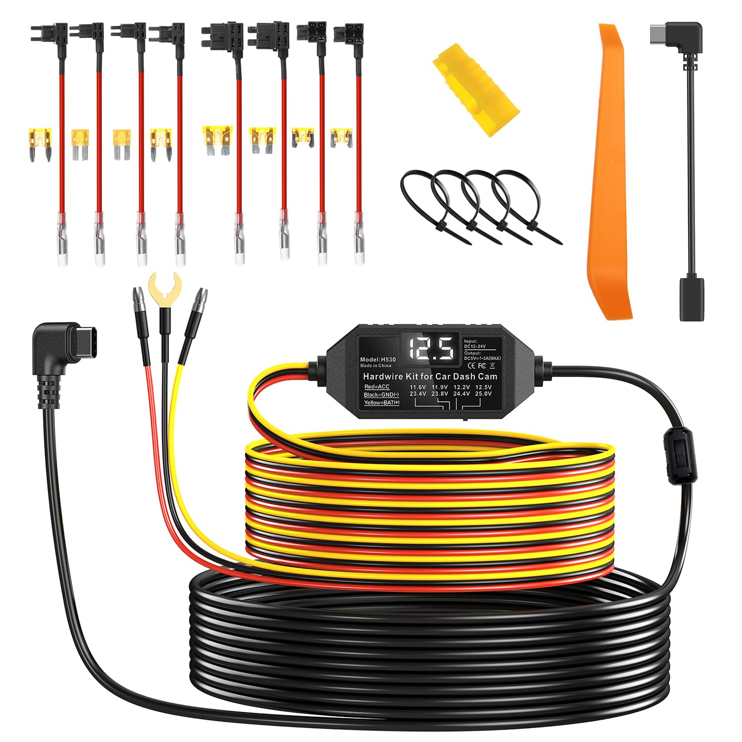 Photo 1 of Dash Cam Hardwire Kit USB C, 12V-24V to 5V/3A Adapter Power Cable