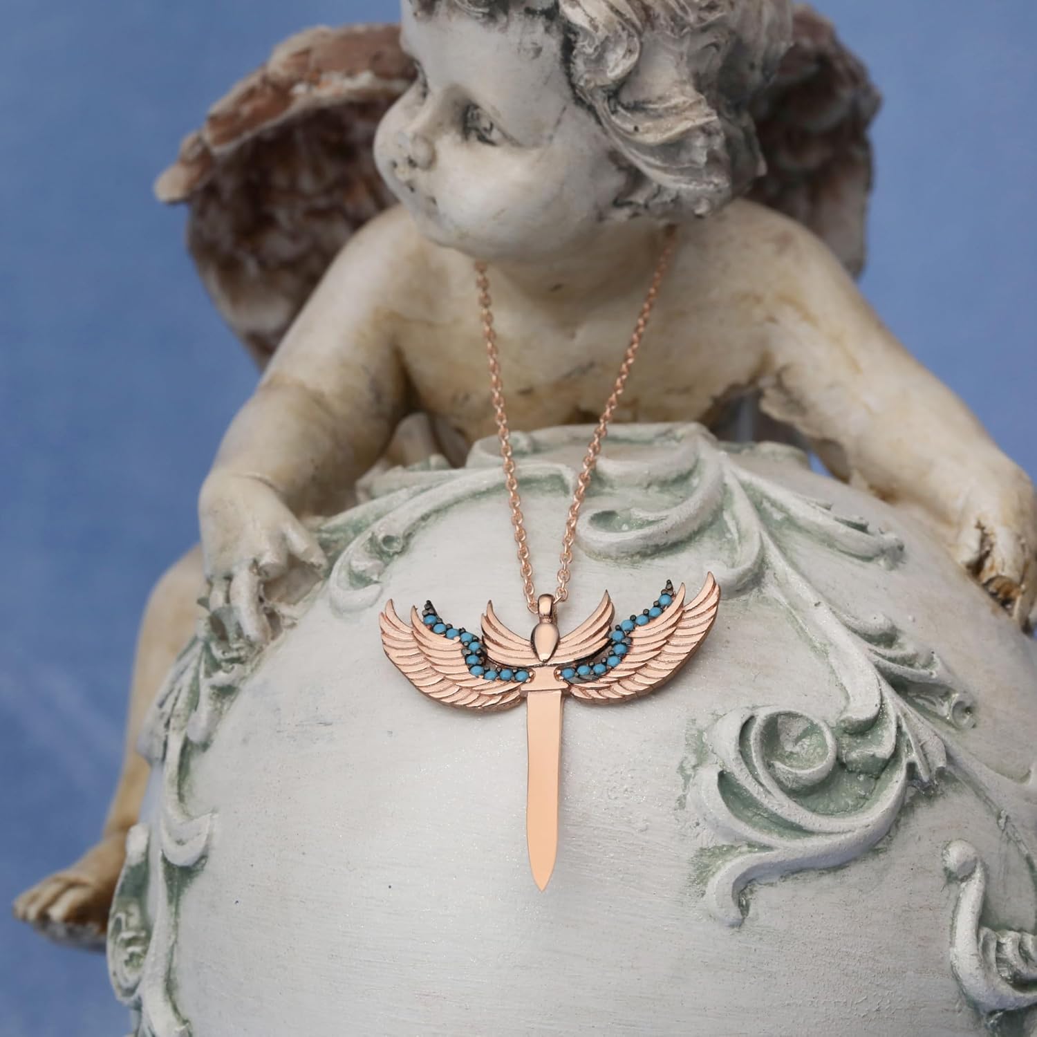 Spiritual Protection Necklace, Archangel Michael’s Sword Rose Gold Sterling Silver, Adjustable Chain, Unique Spiritual Gift for Angel Lovers - Image 4