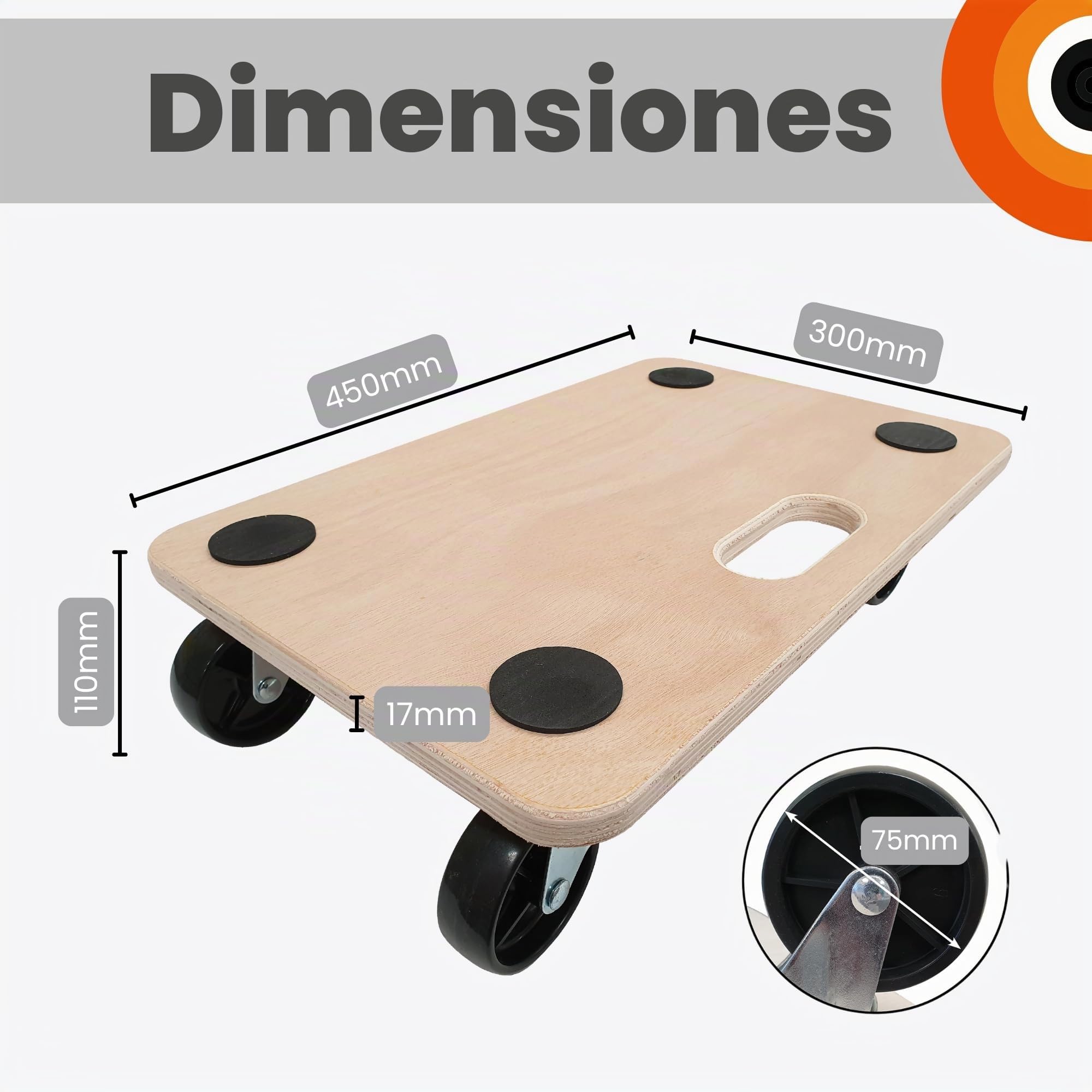 Move-It 11027 - Plataforma con ruedas y agarres