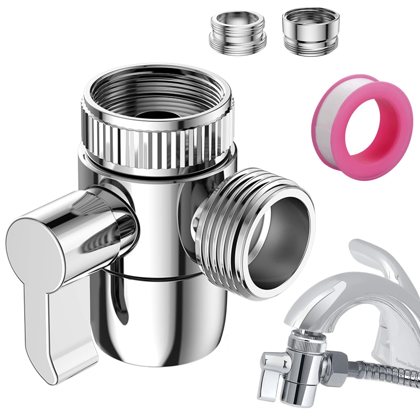 3 Way Shower Diverter Valve, M22 X M24 Tap Adapter for Dishwashers Washing Machines Shower Nozzles in Kitchen Sink Tap, and Bathroom Ordinary Shower Hoses or Water Supply Hoses
