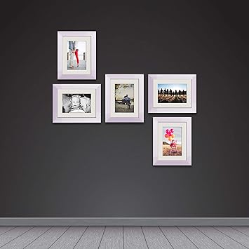 ArtzFolio Wall Photo Frame D516 White 6x8inch;Set of 5 PCS with Mount