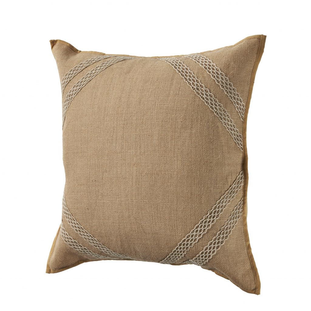 HomeRoots 20" X 20" Brown and Tan 100% Cotton Diamond Zippered Pillow