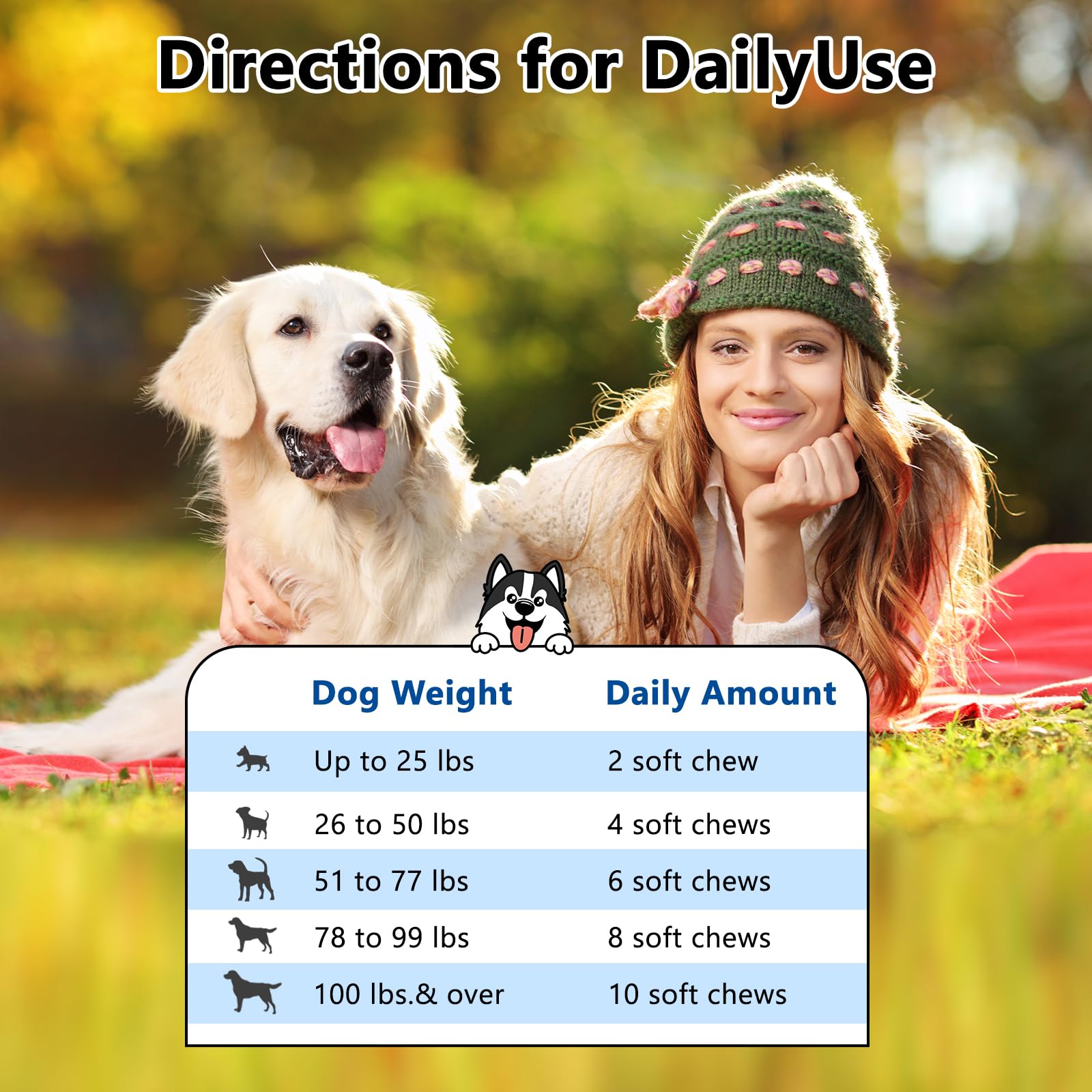 40-in-1 Dog Vitamins Chewable Multivitamin for Dogs Supplements with Glucosamine MSM - Turkey Tail Mushroom, Digestive Enzymes Gut Probiotics, Hip & Joint, Skin & Coat Immune Support, 400ct - image 6