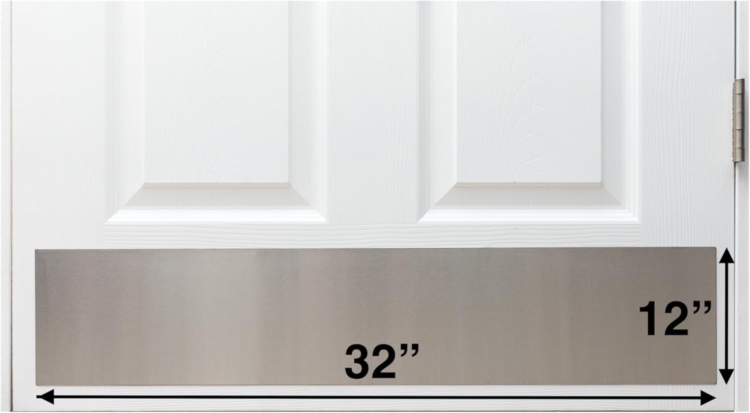 Stainless Steel Door Mop Protection Kick Plate, 12" x 32" Size, No Holes, for Door Widths 33"+