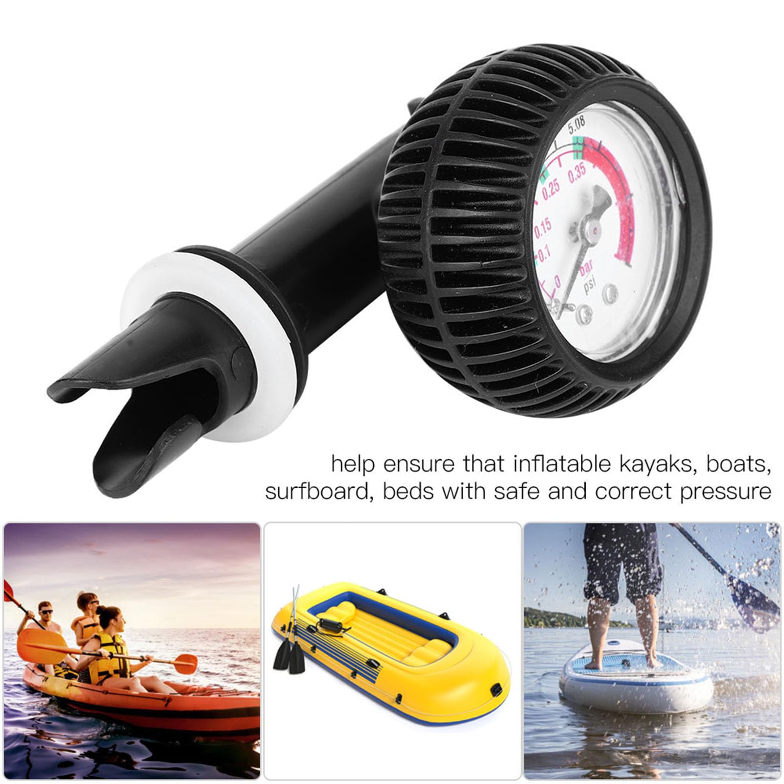 Barometro barca gonfiabile, pressione 0 a 34,48 kg/cm², adatto per barche, kayak, tavole da surf, windsurf, acqua calma e mare.