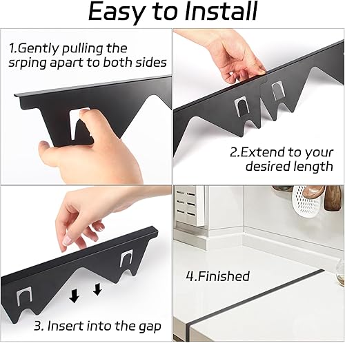 Miniatura 7 de Cubiertas de hueco para estufa de acero inoxidable (paquete de 2 unidades), relleno de hueco para estufa, protectores de hueco para encimera