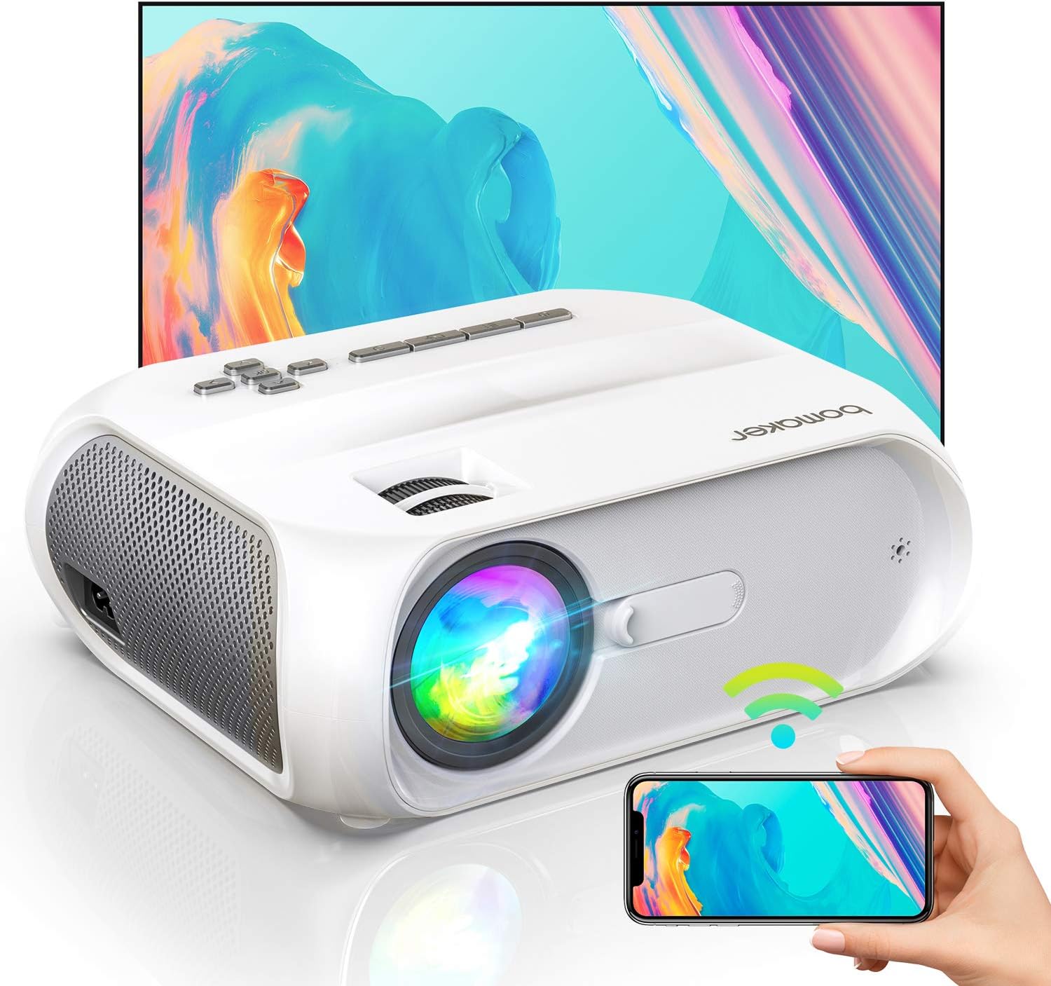 Up To 50% OFF WiFi Outdoor Projector, Ultra Portable Mini Projector 300'' Display for Outdoor Movie, Compatible with iPhone/Android/Laptops/DVD Players/Windows¡­