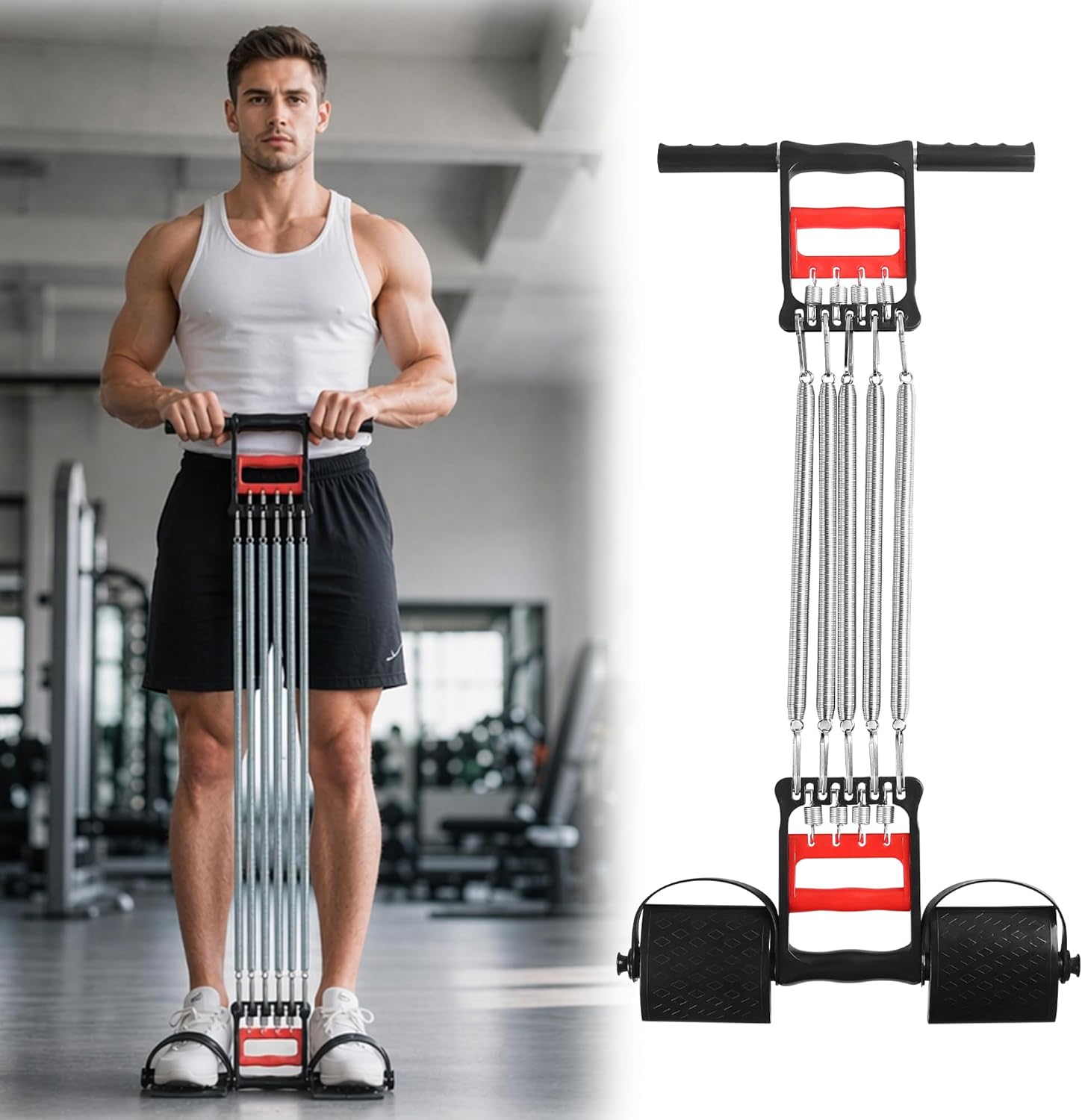 Pedal Resistance Band with Handles, Multifunction Tension Rope & Sit Up Exercise Equipment for Full Body Workout, Chest Strength Training, Portable Home Gym Fitness Gear for Men & Women