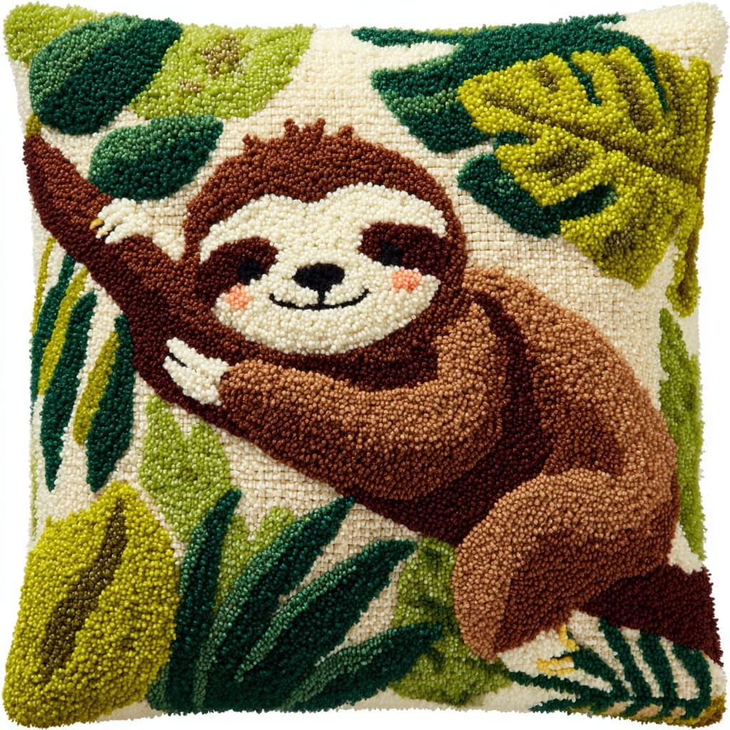 Wallustrioaw Latch Hook Cushions-G Latch Hook Cushion Kits,Animal Sloth