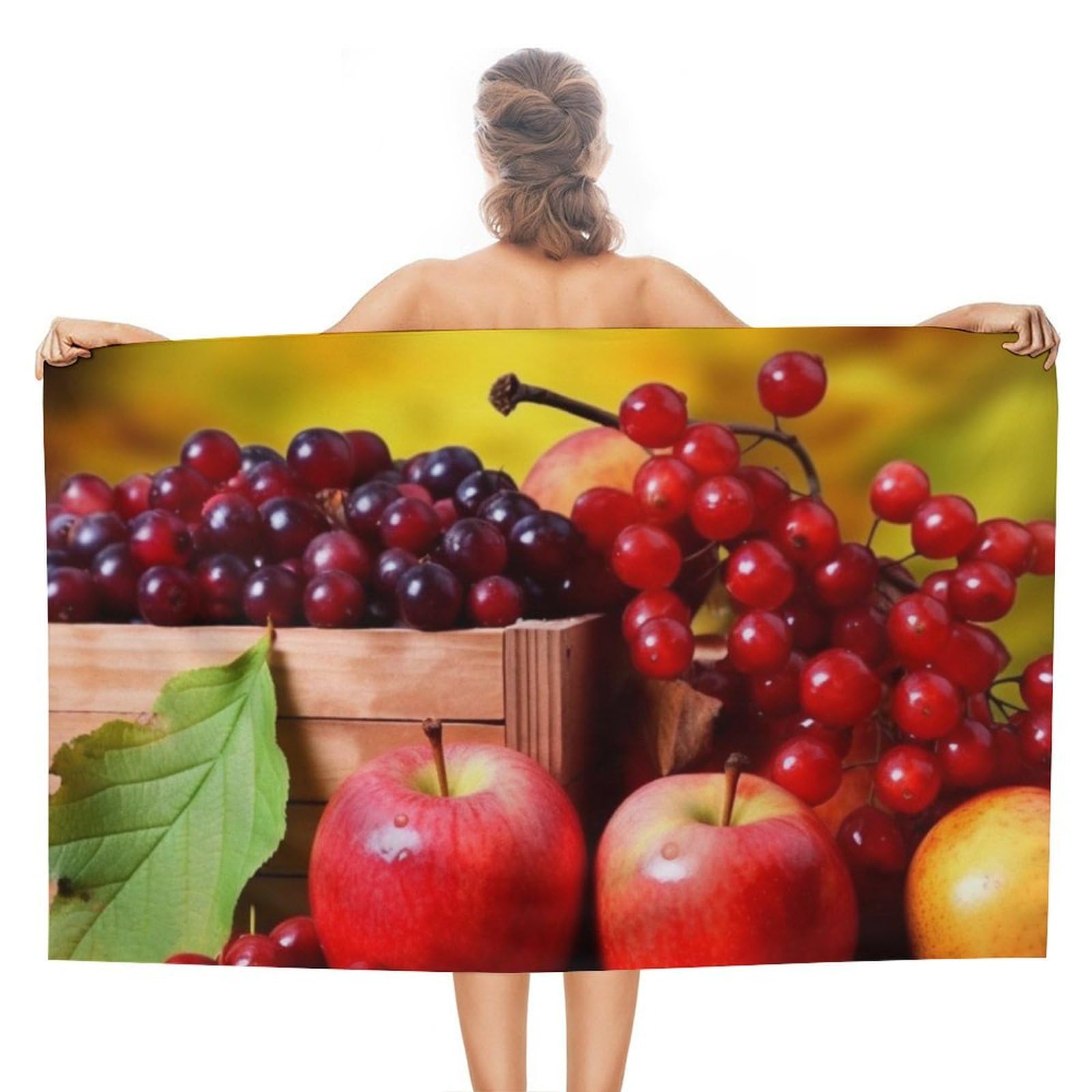 LSRCPD Beach Towels Fall Red Leaves And Fruits Pool Camping Swim Gym For Adults Men 80X130Cm