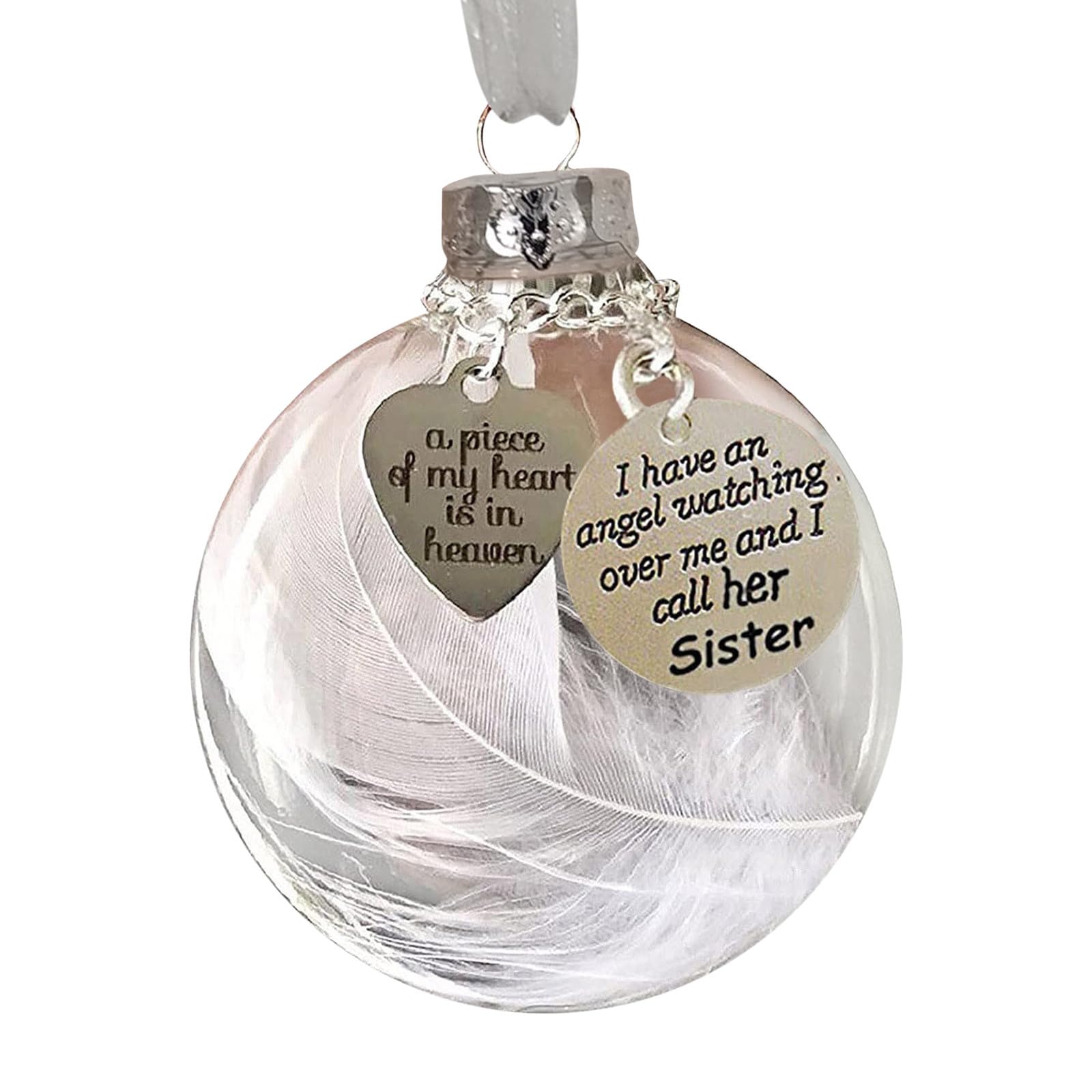 Christmas Balls Clearance Christmas Ornaments Angel Feathers Ball A Piece of My Heart is in Heavens Memorial for Christmas Tree Decoration