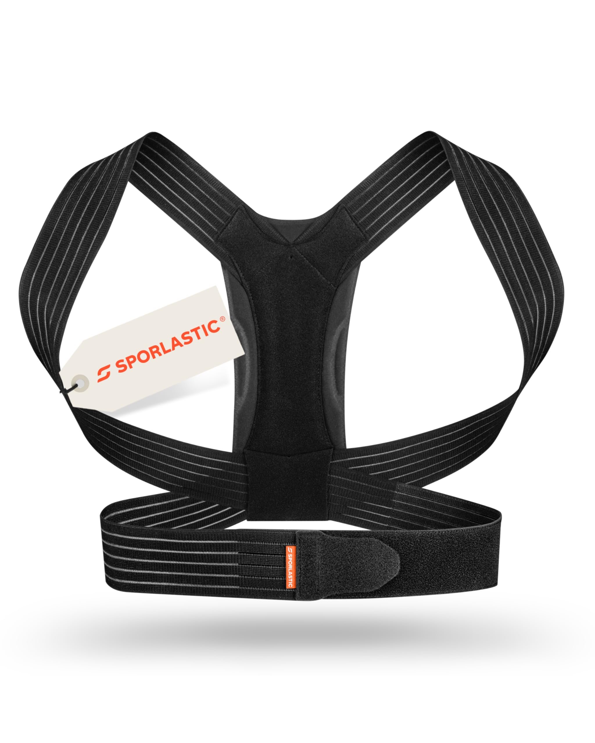 SPORLASTIC – SP Posture BWS-Orthese zur Aufrichtung & Entlastung der Brustwirbelsäule – Schultergurt Haltungskorrektur bei Fehlhaltung & Dorsalgie – Rücken Geradehalter mit Rucksackprinzip (Schwarz)