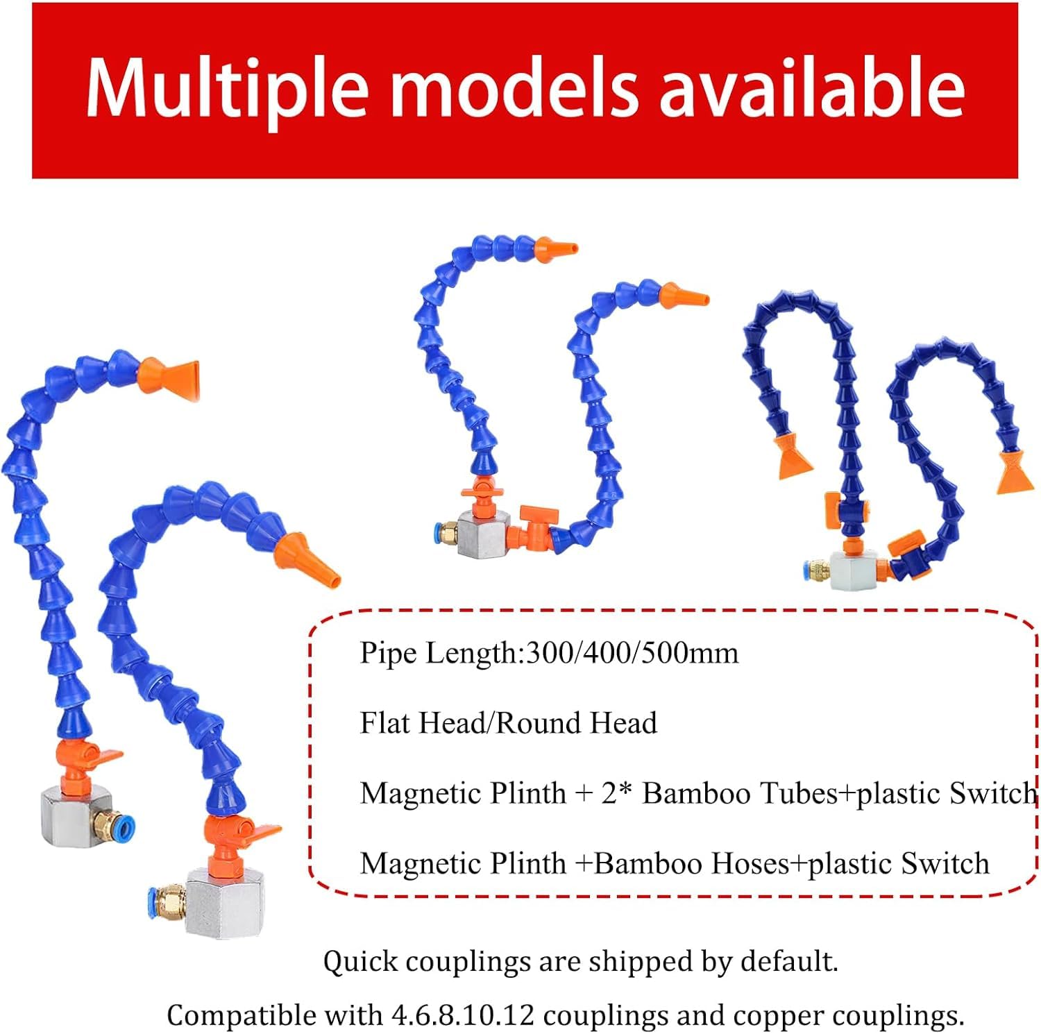 Thread Adjustable Mist Coolant Lubrication Spray System Magnetic Base Coolant Oil Water Hose Pipe for Air Pipe CNC Lathe Milling Drill 15.6 in Flat-Beak