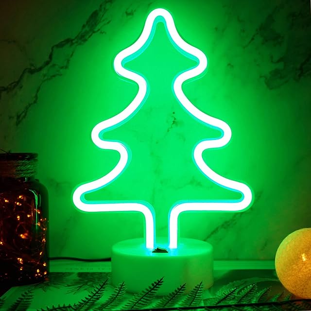 YIVIYAR Christmas Tree Neon Light LED Neon Light Christmas Decor USB/Battery Powered Christmas Tree Lights Christmas Centerpieces for Table Christmas Tree Decorations LED Neon Light for Christmas