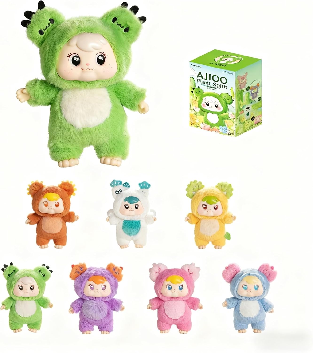 AJIOO Plant Spirit Plush Blind Box Mystery – Kawaii Plush Keychain Bag Charm, Surprise Figure for Collectors, Idea, Single Box