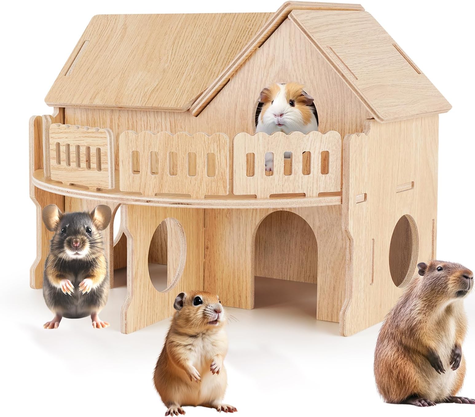 View of Amazon.com : Wooden Hamster Cage,Hamster Cage Hut,Hamster Habitat ...