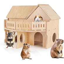 Wooden Hamster Cage,Hamster Cage Hut,Hamster Habitat, Hamster Accessories,Syrian Dwarf Hamsters,for Hamster Gerbils Mice Lemming Degus or Other Small-Sized Pets10.1 x 8.3 x 8.2 inches