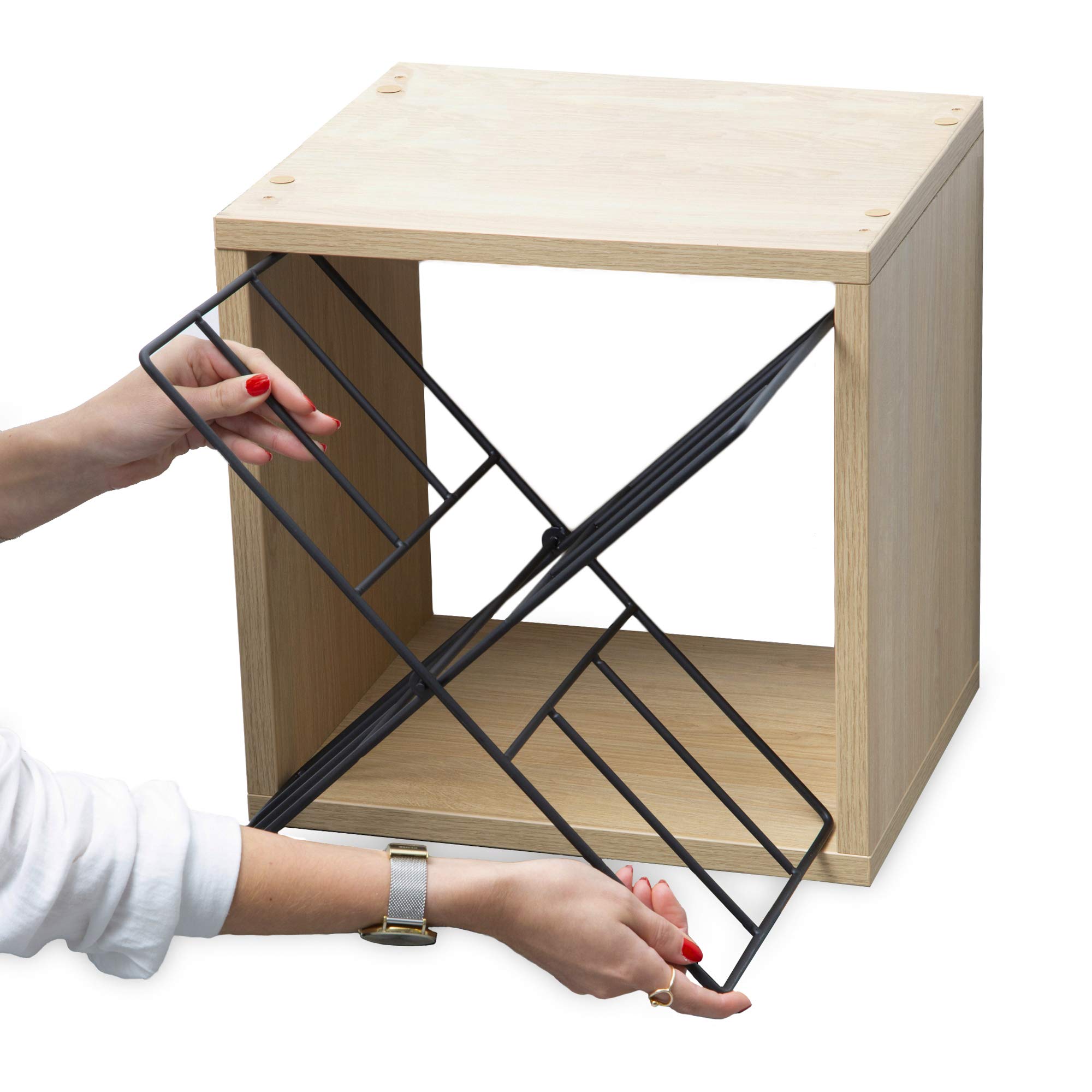 Compactor – Range Bouteilles empilable pour 12 Bouteilles, Coloris Bois Naturel et Croix en métal