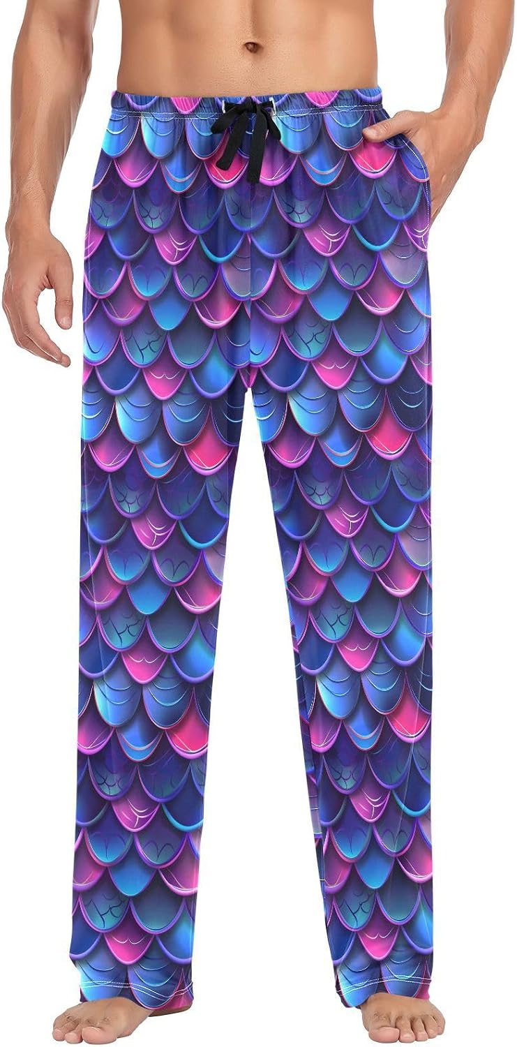 ALAZA Gradient Mermaid Print Neno Men's Pajama Pants Men Cotton Pajama Bottoms with Pockets, S