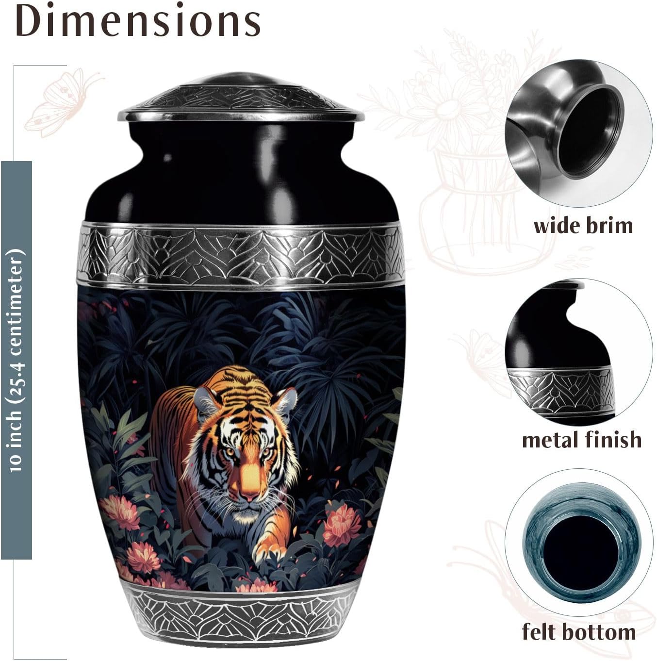 Tiger Urn-Urns for Ashes Adult Male Large- Burial Urns for Cremated Remains - Cremation Urns for Human Ashes Adult Male - Ash Urns for Humans - Urn for Dad