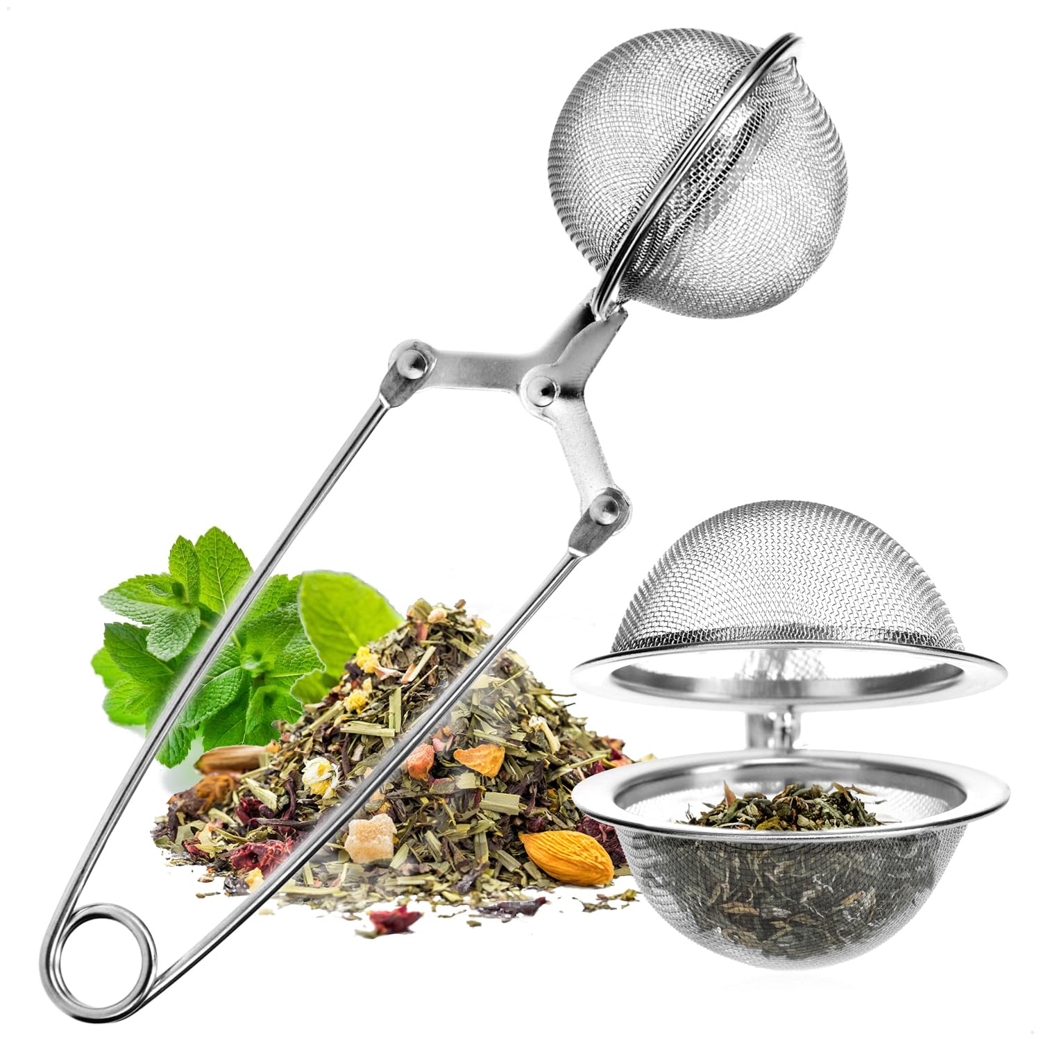 Infusore per tè da 1 pezzo, filtri per tè a maglia extra fine per tè sfuso, colino da tè in acciaio inossidabile con gancio a catena esteso  15