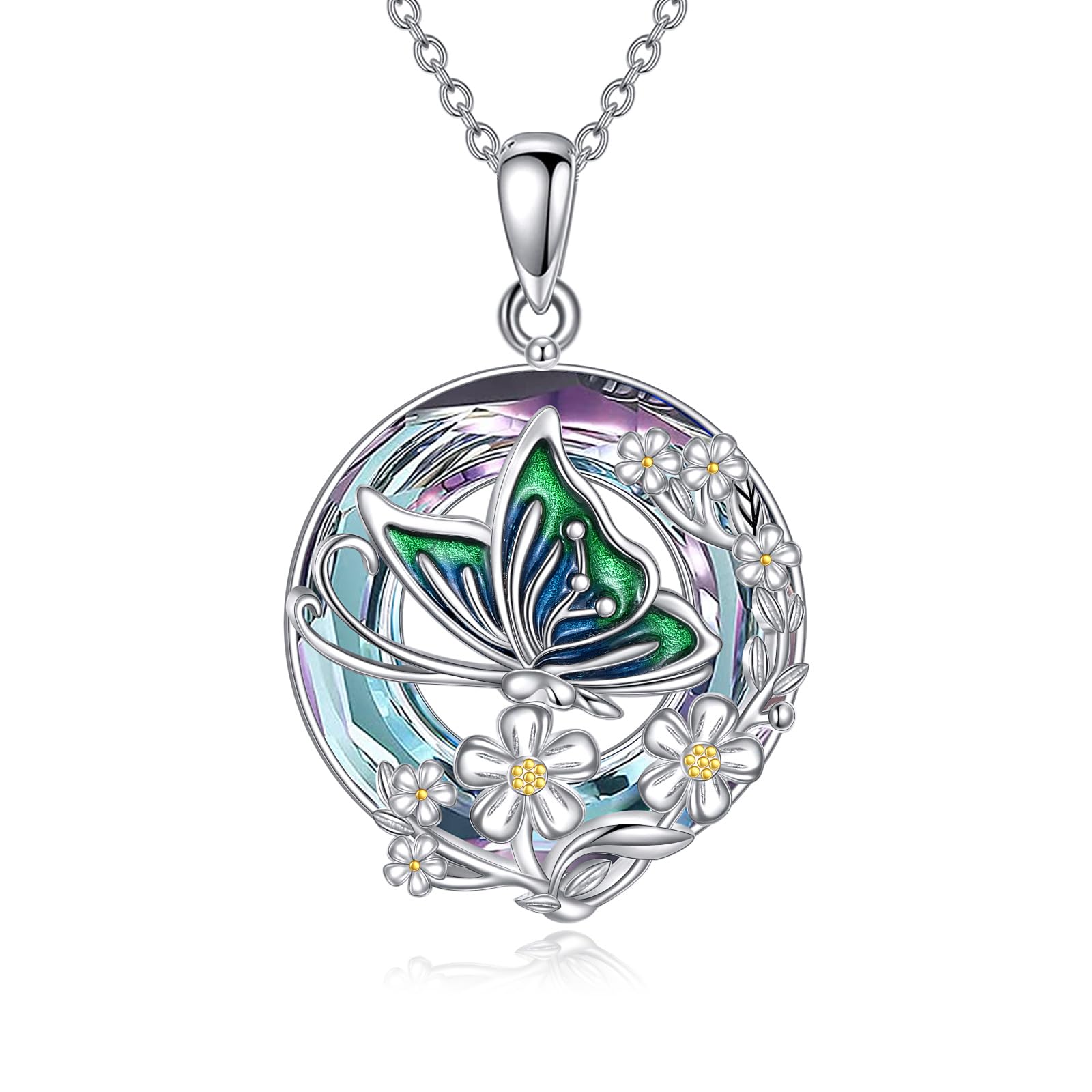 VONALA Collana da donna in argento Sterling con ciondolo a forma di farfalla in cristallo blu, gioiello per mamma, collana con ciondolo a farfalla in argento Sterling, regalo di compleanno, Argento
